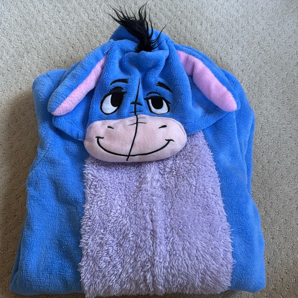 Disney Eeyore Plush Hooded Pajama Robe - Blue & Lavender